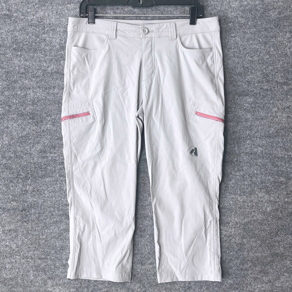 Eddie Bauer First Ascent Women 10 Guide Gray Cropped Hiking Cargo Pants 6698